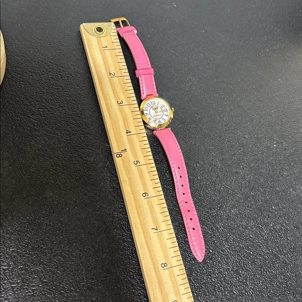 Juicy Couture Gold Watch Pink Leather Strap Working